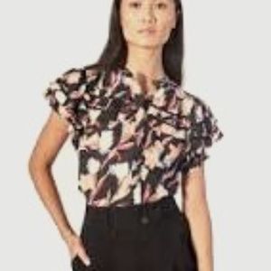 Huxlee Print Cotton & Silk Top